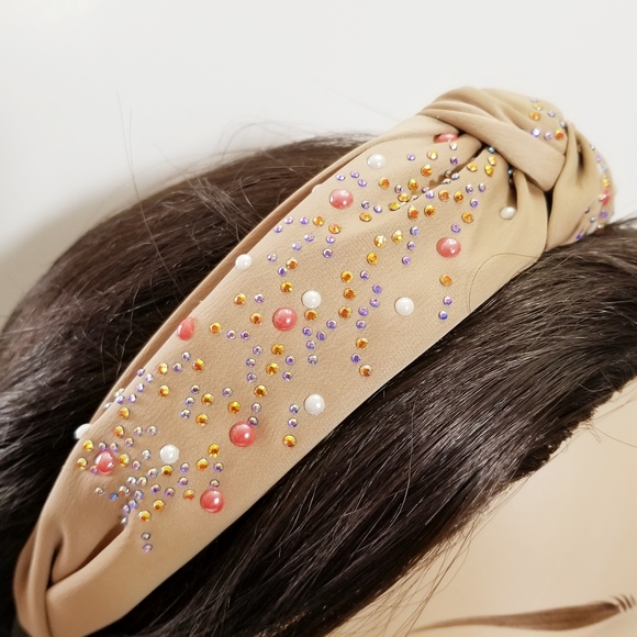 Beaded Women's Headband. Nude. New - Picture 2 of 7